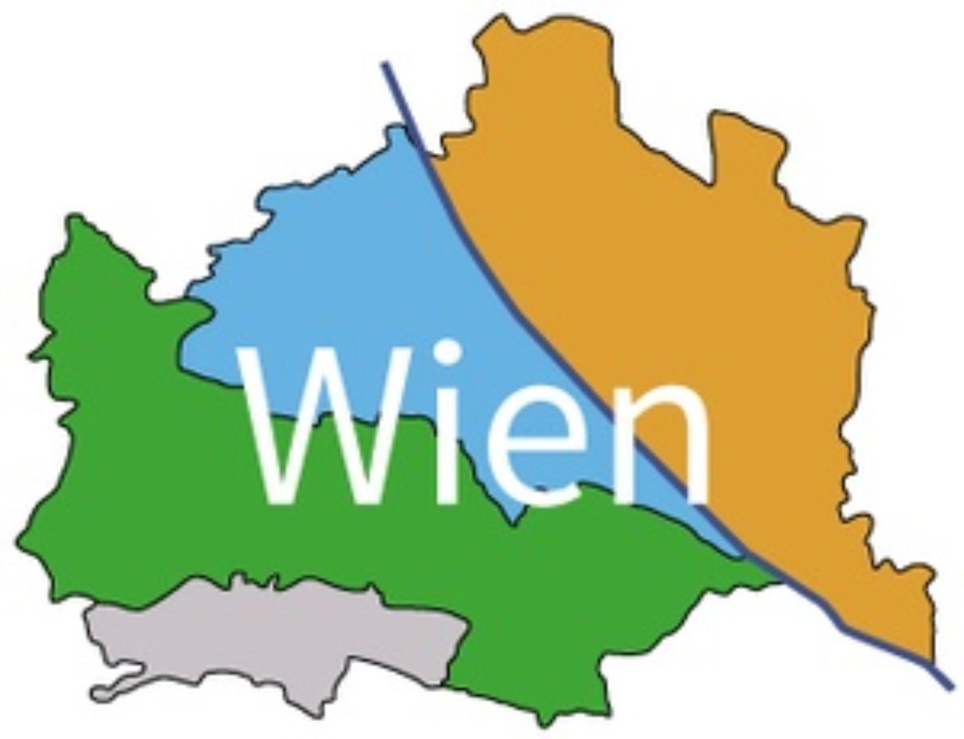 Das ist eine Karte von Wien, in welcher die Zuständigkeitsbereiche der Arbeitsinspektorate einzeichnet sind. 