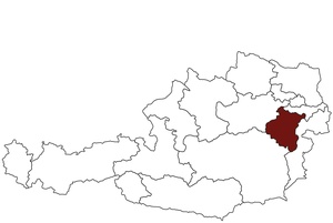 Österreichkarte mit Standort des Arbeitsinspektorates für Niederöstereich Industrieviertel
