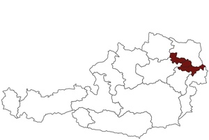 Österreichkarte mit Standort des Arbeitsinspektorates für Wien Süd und Umgebung